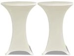 vidaXL 2 x Tischhusse f&uuml;r Stehtisch Stretchhusse &Oslash;80 cm cremefarben