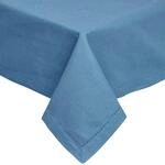 Homescapes Blaue Tischdecke mit Hohlsaum aus 100% Baumwolle 137x137 cm,...