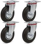 Wiltec Lenkrollen Set 4x Transportrolle mit Vollgummirad &Oslash;125mm bis 100kg pro...