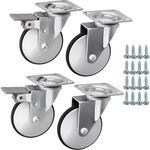 SOTECH Set M&ouml;belrollen LINDAU &Oslash; 75 mm silbergrau/schwarz 2 x mit und 2 x ohne