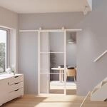 inova Glas-Schiebet&uuml;r Komplettset klar 900x2150mm Industriestil wei&szlig; offene