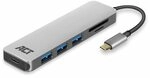 ACT USB C Hub 6 in 1, 3-Port USB 3.0, USB Type C 85W PD-Stromversorgung, SD/TF
