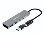 GRAUGEAR 10Gbps USB-HUB 4X USB 3.2, 2X Type-C und 2X Type-A