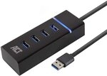 ACT USB Hub 3.0, 4-Port USB 3.2 5Gbps, mit LED-Beleuchtung, Plug & Play, f&uuml;r Desktop