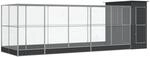 vidaXL Voliere mit Erweiterung Silbern 623x203x216 cm Stahl, Vogelvoliere,