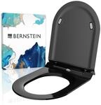 Bernstein WC-Sitz U2019 Schwarz gl&auml;nzend D-Form &ndash; flacher Toilettensitz aus
