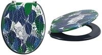 MSV WC Sitz Toilettendeckel MDF Holzkern "Rain Forest" Scharniere aus Edelstahl -