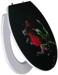 Primaster WC-Sitz mit Absenkautomatik Rote Rose wei&szlig; Toilettensitz WC Deckel