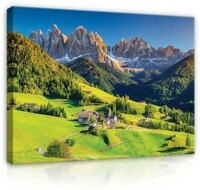WallArena - Leinwand Bilder - Berge Alpen Landschaft Gr&uuml;n Natur - 120x80 cm