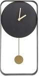 Beliani Wanduhr mit Pendel schwarz/Gold batteriebetrieben ohne Zahlen modern...