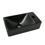 ALONI Waschbecken G&auml;ste-WC 38x22 cm Schwarz - Hahnloch rechts - Mini...