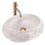 Rea, Aufsatzwaschtisch aus Mika, Beige, 48 x 38 x 11,5 cm