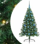 vidaXL K&uuml;nstlicher vorbeleuchteter Weihnachtsbaum Gr&uuml;n 150 cm PVC, Moderner