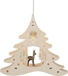 weigla - Fensterbild original Erzgebirge Tannenbaum mit geschnitztem Reh I