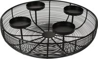 H & S Collection Adventskranz Metallschale schwarz &Oslash; 36 cm