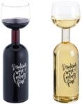 Relaxdays Weinflasche Glas, XL Weinglas mit Spruch, Fun Geschenk f&uuml;r Weinliebhaber,