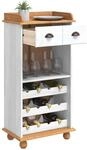 vidaXL Weinschrank ASKIM Wei&szlig; mit Honigoberfl&auml;che 57 x 37 x 114 cm,...