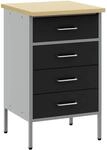 vidaXL Werkbank mit Schubladen Schwarz und Grau 50 x 55 x 85 cm, Werkstatt,...