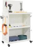vidaXL Werkzeugwagen Mit Rad Wei&szlig; 65 x 35 x 111 cm Kaltgewalzter Stahl