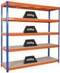 PROREGAL Profi Schwerlastregal Bison, HxBxT 200x200x60cm mit Fachlast 600kg, 5