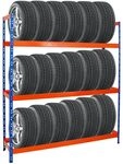 PROREGAL Reifenregal Tiger XL | HxBxT 200x180x45 cm | 300kg Fachlast | bis zu 21