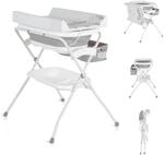 Cangaroo Babywanne Wickeltisch Como 2 in 1 faltbar, Wickelauflage, Zubeh&ouml;rfach...