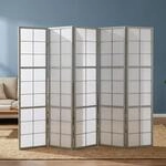 Homestyle4u Paravent 5-teilig Grau Raumteiler Holz