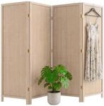 Relaxdays Paravent, 4-teilig, Faltbarer Raumtrenner, H x B: 170 x 160 cm, Bambus,