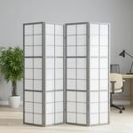 Homestyle4u Paravent 4-teilig Grau Raumteiler Holz