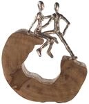 Casablanca Skulptur Secure, Deko Figur Naturfarben, Silber, Metall u. Mangoholz