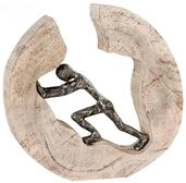 Casablanca Skulptur Pushing, Deko Figur Naturfarben, Metall u. Mangoholz Statue