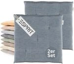 Esprit 2er Set Sitzkissen Stuhl 40x40cm Blau - Bequeme Stuhlkissen f&uuml;r...