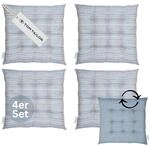 TOM TAILOR 4er Set Sitzkissen Stuhl 40x40cm Blau - Bequeme Stuhlkissen f&uuml;r...