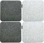 DuneDesign Filz Sitzkissen 35x35 Hellgrau 4er Set - Eckige Stuhlkissen Waschbar...