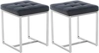 CLP 2er Set Edelstahl-Sitzhocker Barci Kunstleder I Moderne Hocker Mit...