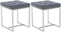 CLP 2er Set Edelstahl-Sitzhocker Barci Kunstleder I Moderne Hocker Mit...
