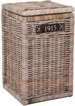 VIVANNO W&auml;schekorb Rattan MIA Grau Natur 40x40x65 cm, robust & nachhaltig, f&uuml;r