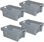 BRB 4x Drehstapelbeh&auml;lter, LxBxH 600x400x250 mm, 40 Liter (grau)