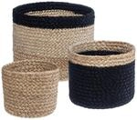 Atmosphera - Set aus 3 K&ouml;rben - Jute - schwarz - Schwarz