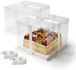 Relaxdays Tortenbox 2er Set, Deckel, Band & Sockel, HBT: 20x30x30 cm, Kuchenbox