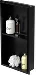 LuxeBath Wandnische Doppel aus Edelstahl, 30x60x10 cm, Schwarz, Duschnische, Randlos,