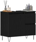 vidaXL Waschbeckenschrank mit T&uuml;r Schwarz Eichen-Optik 65 x 33 x 60 cm,