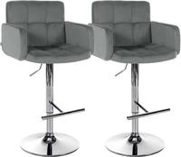 CLP Barhocker 2er Set mit Lehne Los Angeles, Barstuhl gepolstert Samt, Tresenstuhl