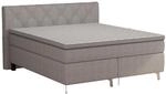 Sun Garden Davie Boxspringbett - 180 x 200 cm - Silbergrau - Stoffbezug - mit Topper