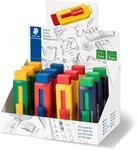 STAEDTLER 525 PS1 S Radierer mit Druckmechanismus 12 St&uuml;ck farblich sortiert