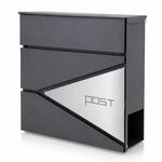 BITUXX Design Briefkasten Wandbriefkasten mit Zeitungsfach, Edelstahlblende,