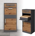 ML-Design Paketbriefkasten aus verzinktem Stahl in Anthrazit-Eiche Optik, 50x112x37