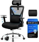 COMHOMA B&uuml;rostuhl Ergonomisch [TESTSIEGER], Schreibtischstuhl mit 3D-Kopfst&uuml;tze &