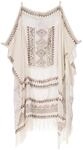 GURU SHOP Boho Poncho, Leichtes Oversize Boho Cape - Wei&szlig;, Damen