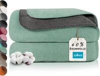 ZOLLNER Kuscheldecke zweifarbig in 150x200 cm - kuschelige Sofadecke in gr&uuml;n -